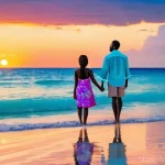 자메이카에서 안전한 숙소 찾기 - **Prompt 1: Serene Sunset at Negril's Seven Mile Beach**
    A wide shot of Negril's iconic Seven Mi...